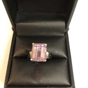 Pink Kunzite and diamond ring